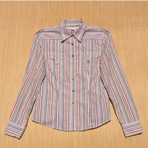 Tommy Hilfiger Rainbow Striped Cotton‎ Long Sleeve Button Down Women's Medium